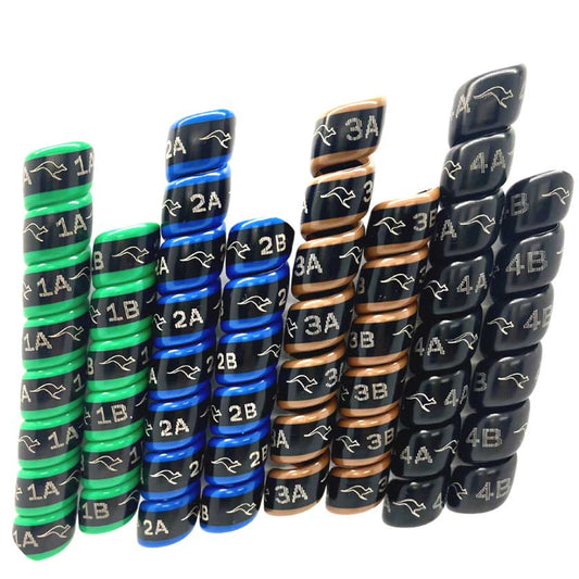 Hydraulic Hose Markers from Outback Wrap. Shown is the pack with 4-Pairs