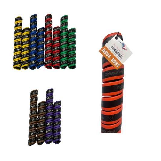Our Hydraulic Hose Marker Boss Pack 2 bundles together all the hose wraps you need to easily label hydraulic hoses and protect them. Colors in this pack include yellow, blue, red, green and a 2-pair with brown and purple.