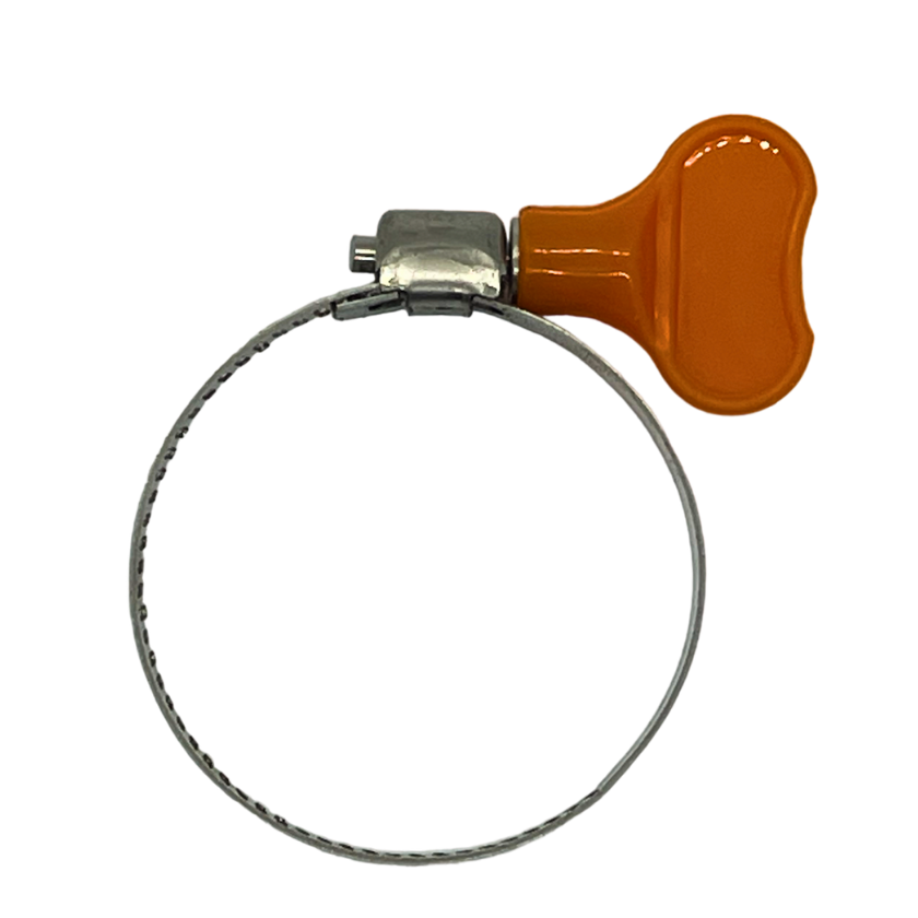 hose clamp with orange turn key Fits 5/8" - 1 3/4"