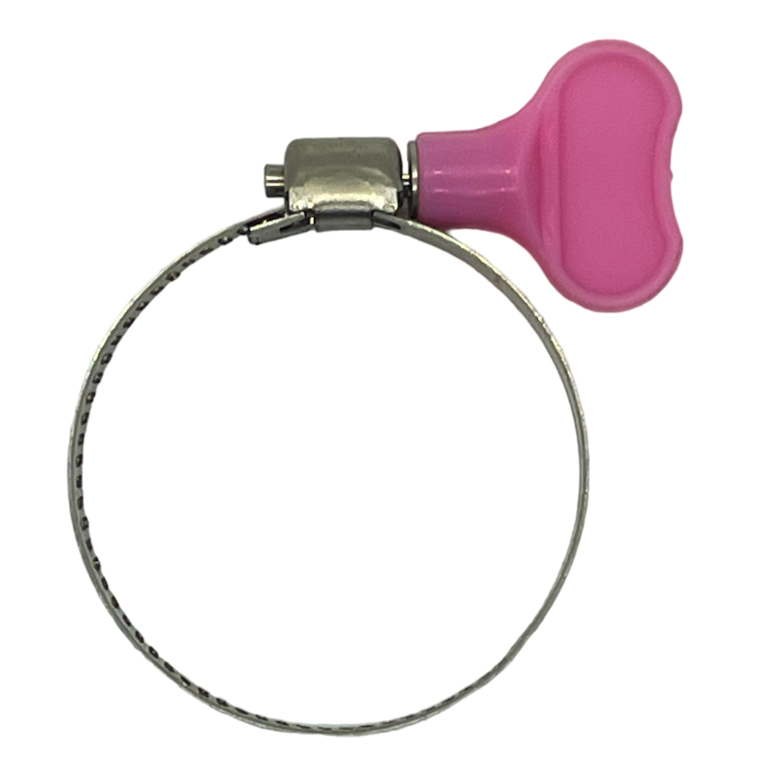 Pink turn key on a hose clamp. From Outback Wrap.