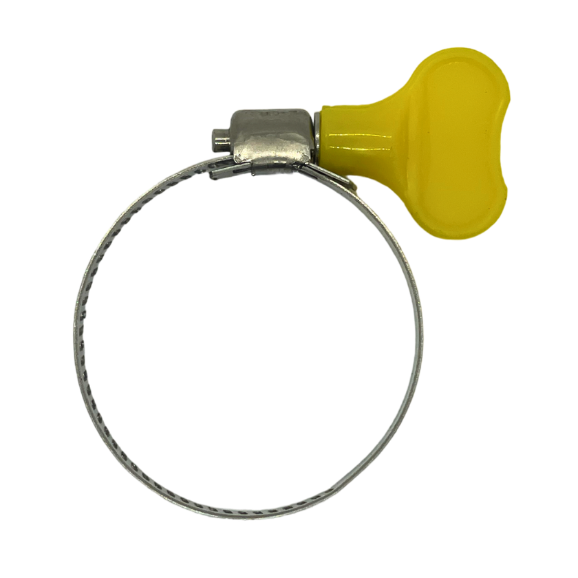 Yellow turn key on a  hose clamp. From Outback Wrap.