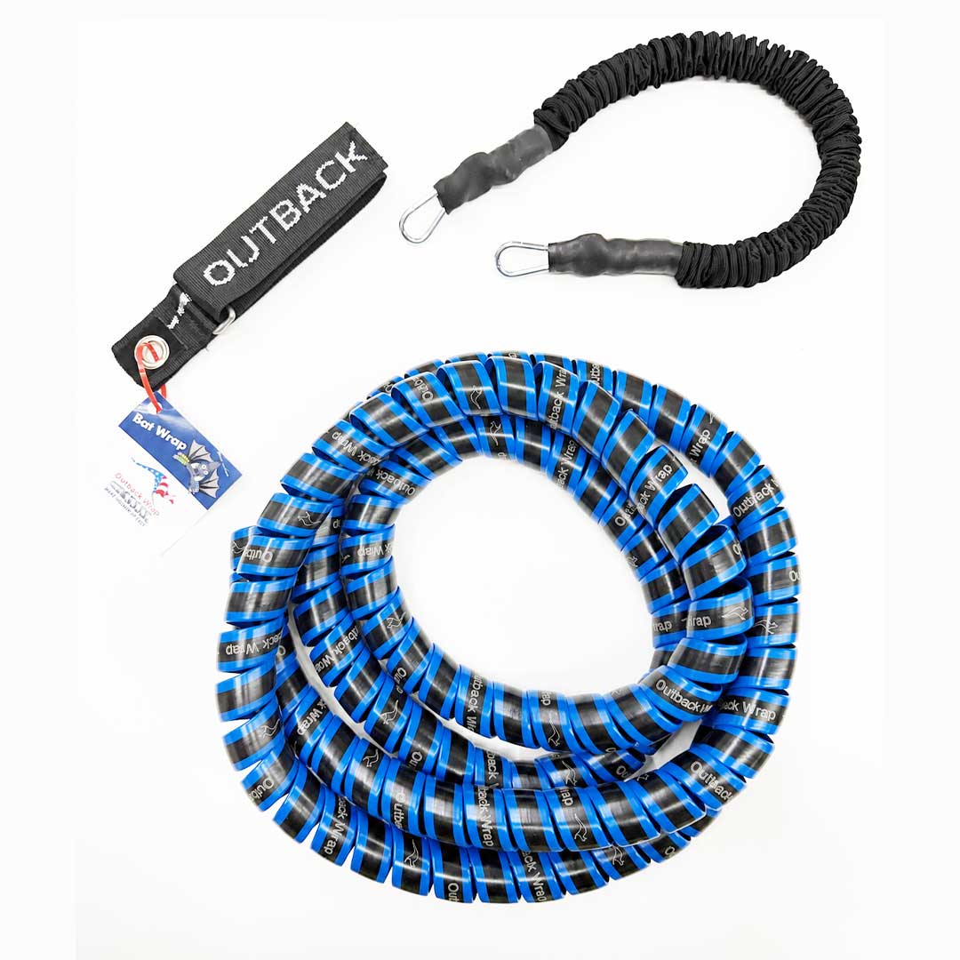 An air hose protection kit for semi trucks featuring a blue hose wrap.