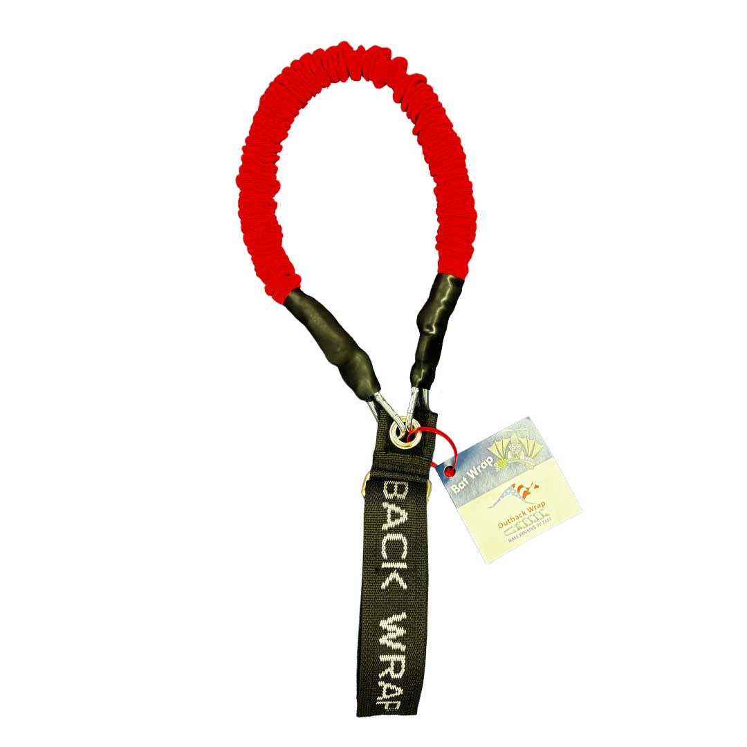 The Outback Wrap stretchy strap hooked to the Outback Wrap Bat Wrap.