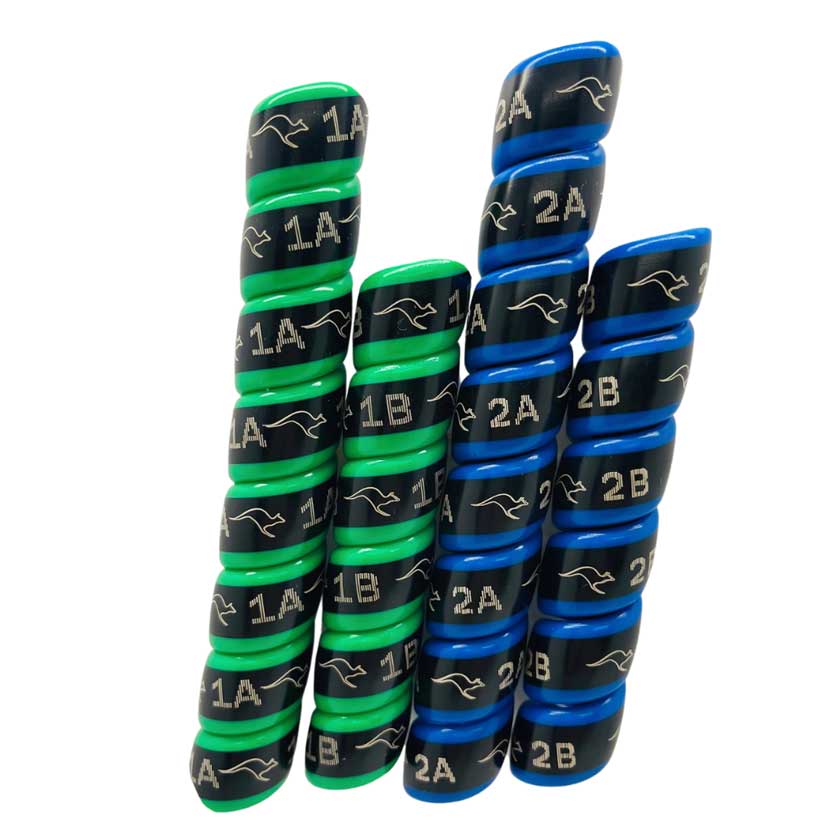 outback wrap hydraulic hose markers in green and blue